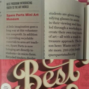 San Antonio Magazine's Awards the MINI ART MUSEUM: Best Program Introducing Youth to the Art World, 2015