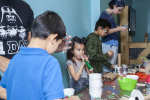 spare parts reusable materials in action at a Children's Museum workshop.