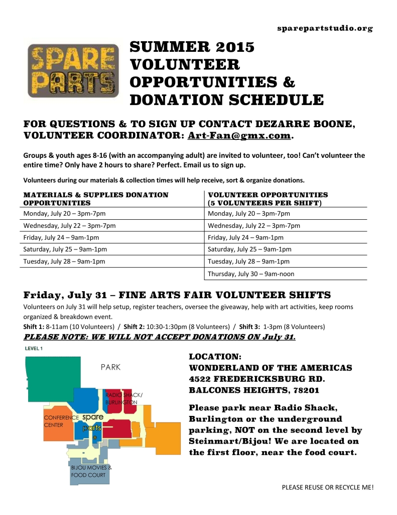 2015 Summer Volunteer Opportunities with spare parts